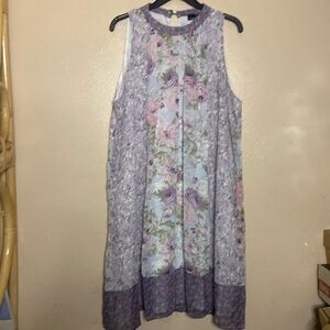Suzanne Betro Purple Sleeveless Crew Neck Sundress